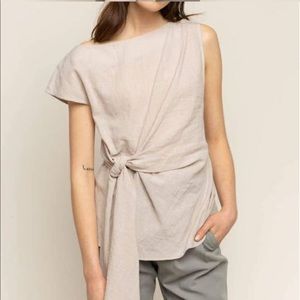 ZARA Linen Asymmetrical Tie SHIRT TOP NWOT